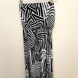 Black and White Strapless Maxi Dress